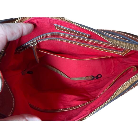 Dooney & Bourke Ostrich Collection Hobo Bag White Ivory Leather Brown Trim - Picture 10 of 12